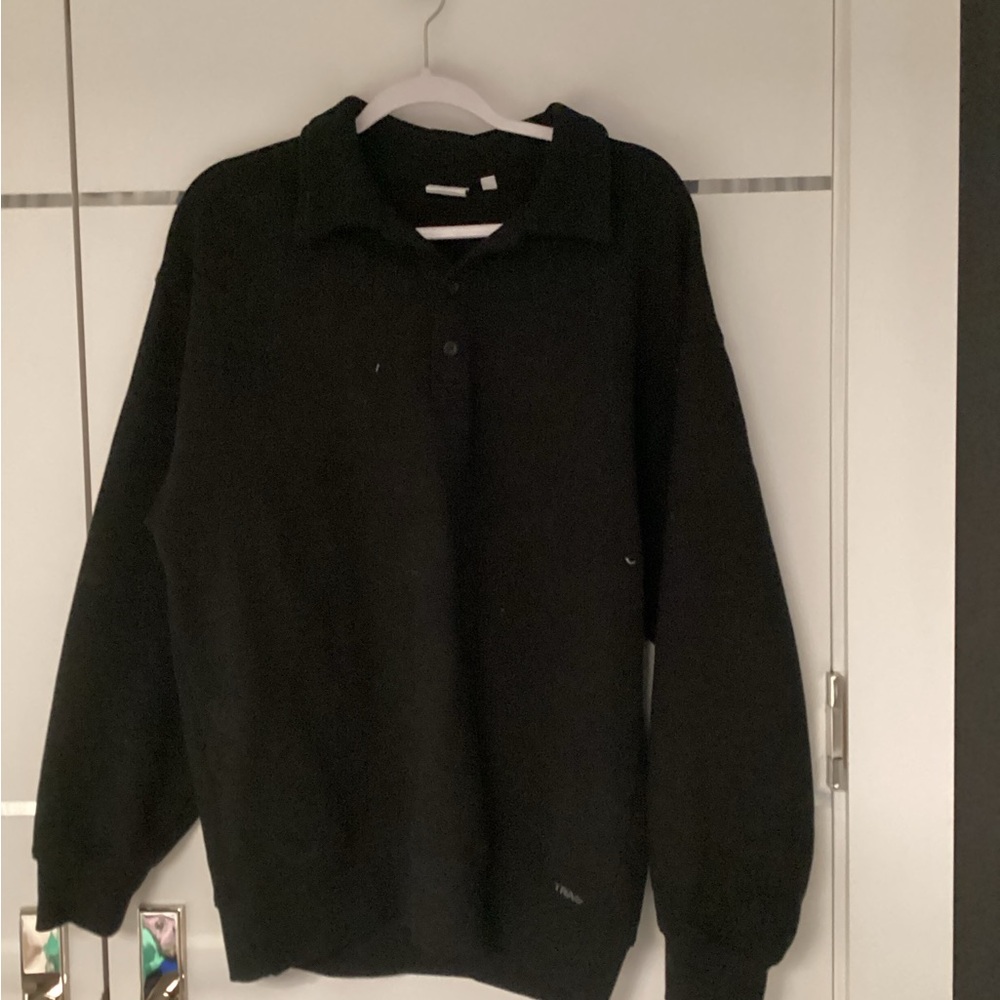 TNA Men's Black Crewneck Collared Sweater